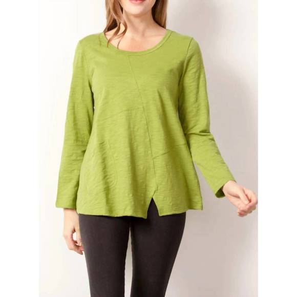 Habitat Tops New Habitat Cotton Pebble Pieced Pocket Tunic In Leaf